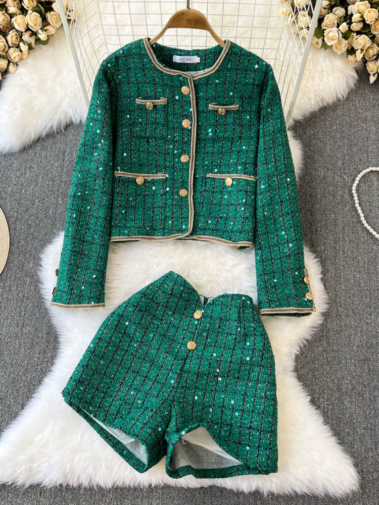 Y2K Winter Clothing - Veste en tweed à paillettes à