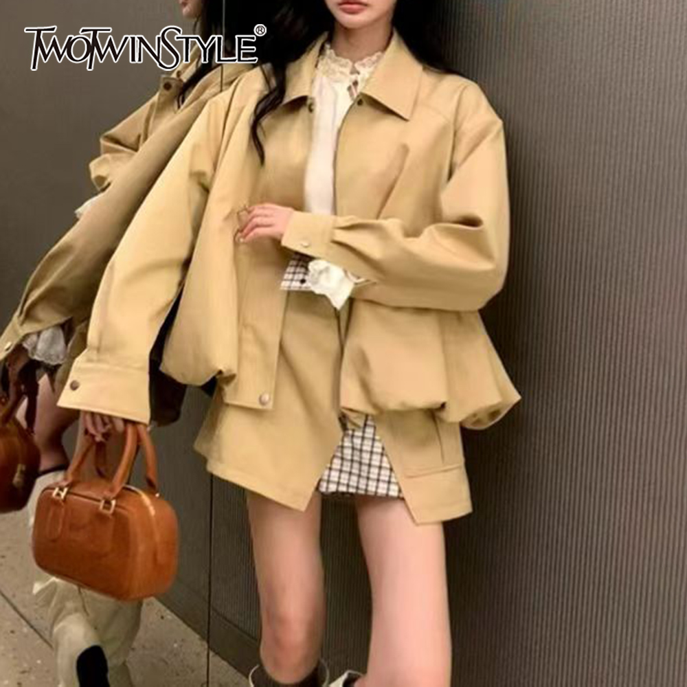 Winter Clothing Pk - TWOTWINSTYLE Khakl épissé poche deux pièces