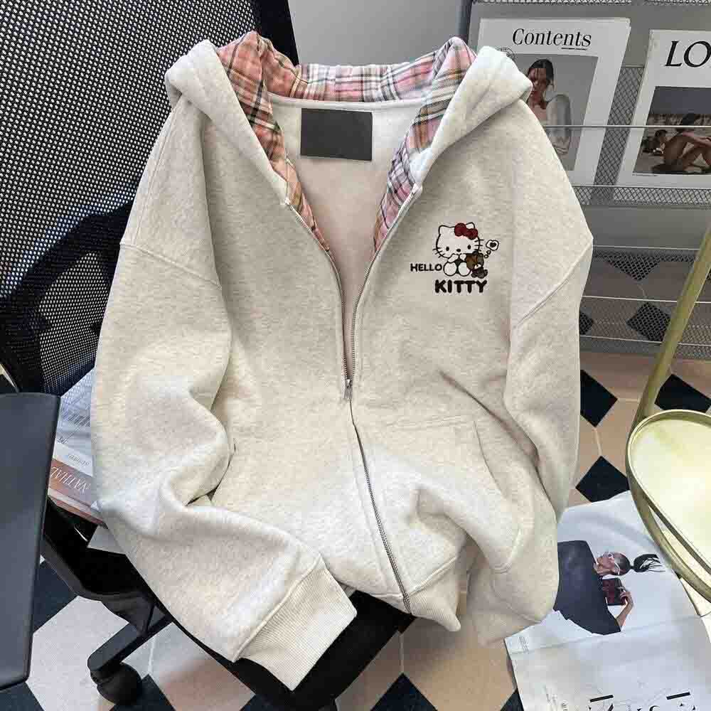 Y2K Winter Clothing - Sweat-shirt à capuche Hello Kitty pour