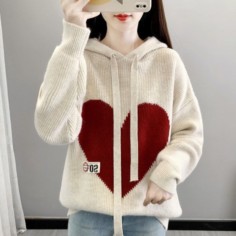 Winter Clothing Drawing - Sweat-shirt à capuche beige pour femme,