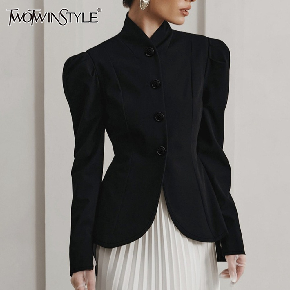 Winter Clothing In French - TWOTWINSTYLE français élégant rétro noir Blazer