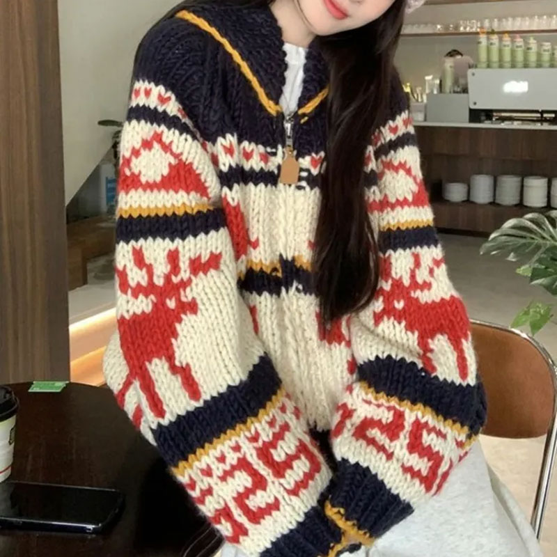 Cardigan tricoté Vintage en fo - Winter Clothing Colors avis et prix