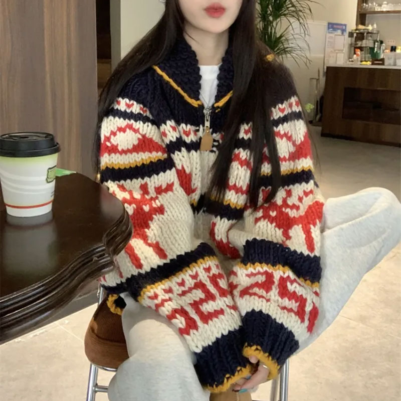 Cardigan tricoté Vintage en fo - Winter Clothing Colors avis et prix
