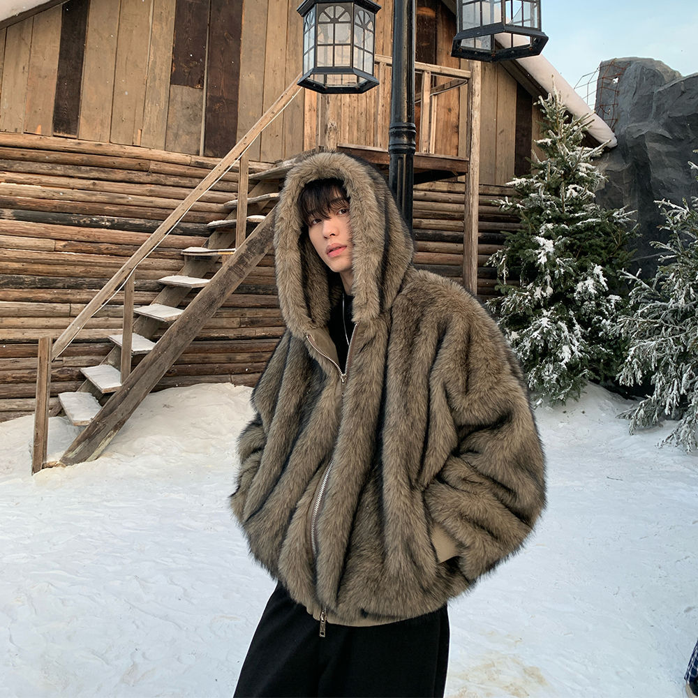 Hommes fausse fourrure manteau - Winter Clothing Pk avis et prix