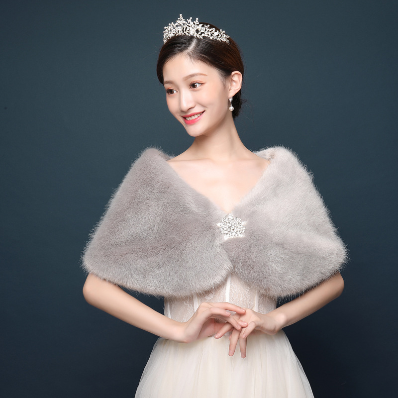 Châle de mariée en fausse four - Winter Clothing Pk avis et prix